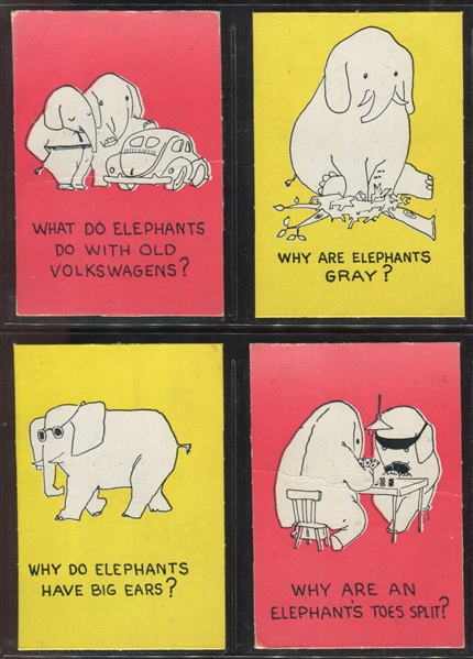 W534 L. M. Becker Elephant Jokes Lot of (10) Cards and Tough Wrapper