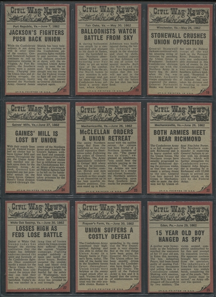 1962 Topps Civil War News Complete High Grade Set of (88) Cards