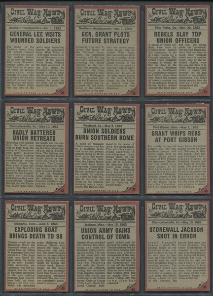 1962 Topps Civil War News Complete High Grade Set of (88) Cards