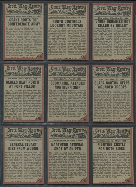 1962 Topps Civil War News Complete High Grade Set of (88) Cards