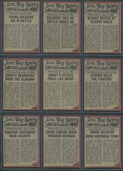 1962 Topps Civil War News Complete High Grade Set of (88) Cards