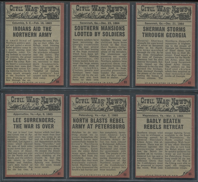 1962 Topps Civil War News Complete High Grade Set of (88) Cards