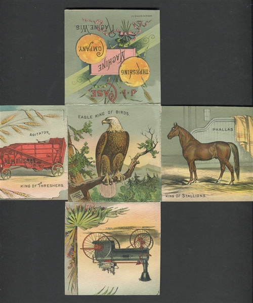 1890s Elaborate J.I. Case Farm Machines/Threshers Large Folding Trade Card
