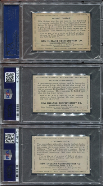 E195 New England Confectionery Airplanes Complete PSA-Graded Set - #4 Registry with 6.58 GPA
