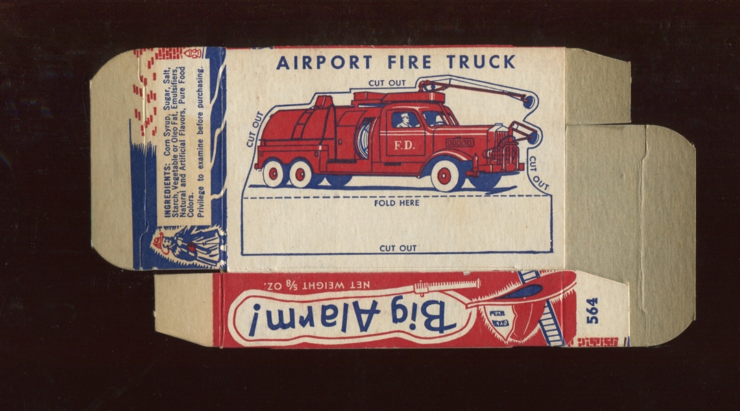 R-UNC Williamson Candy Big Alarm Candy Uncut Box - Airport Fire Truck
