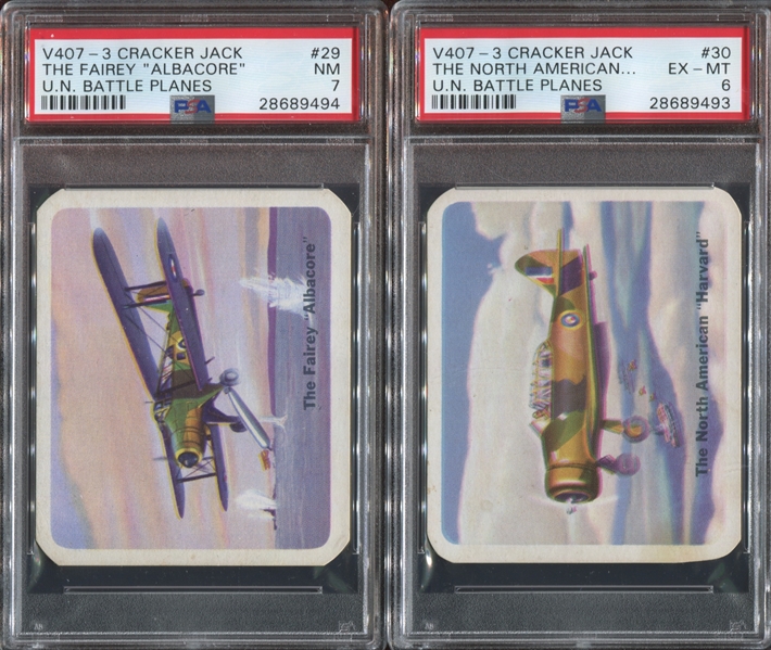V407-3 Lowney/Cracker Jack UN Battle Planes Lot of (4) PSA-Graded Cards