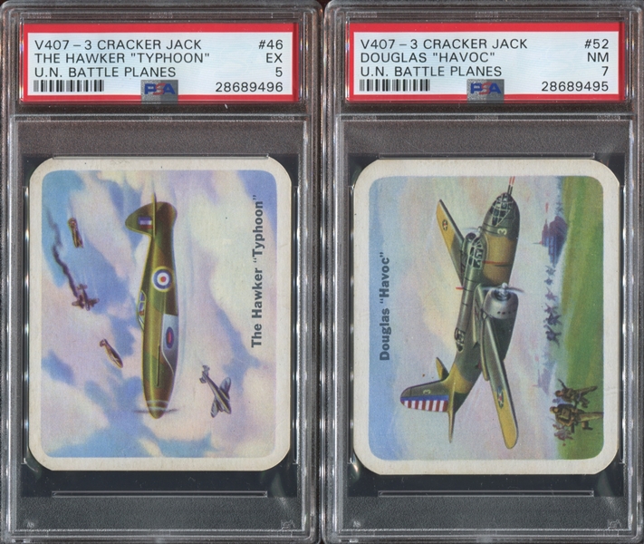 V407-3 Lowney/Cracker Jack UN Battle Planes Lot of (4) PSA-Graded Cards