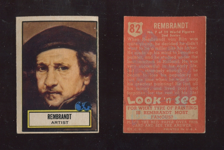 1952 Topps Look 'N See Rembrandt #82 EX Condition