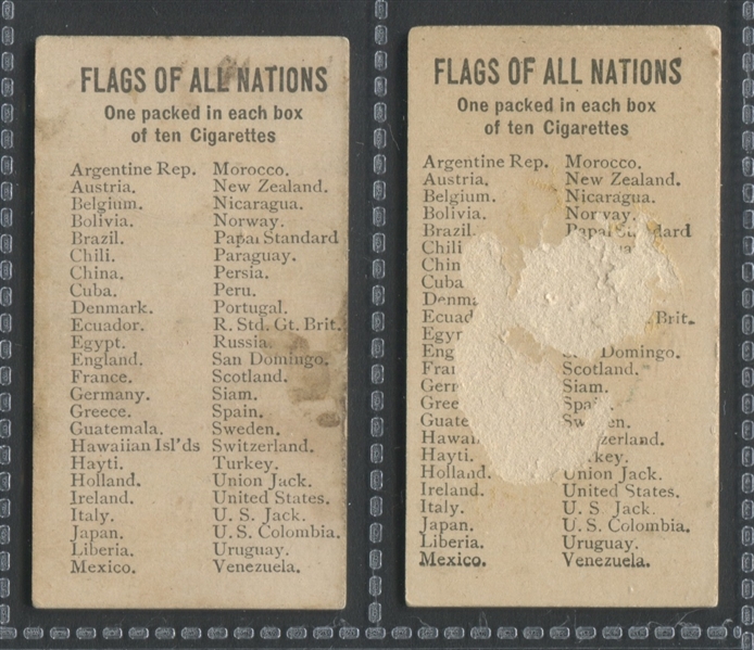 N9 Allen & Ginter Flags of All Nations Pair of Variations