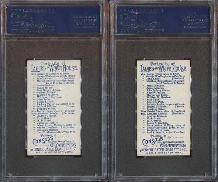 N353 Consolidated Ladies of the White House Pair of PSA-Graded Cards
