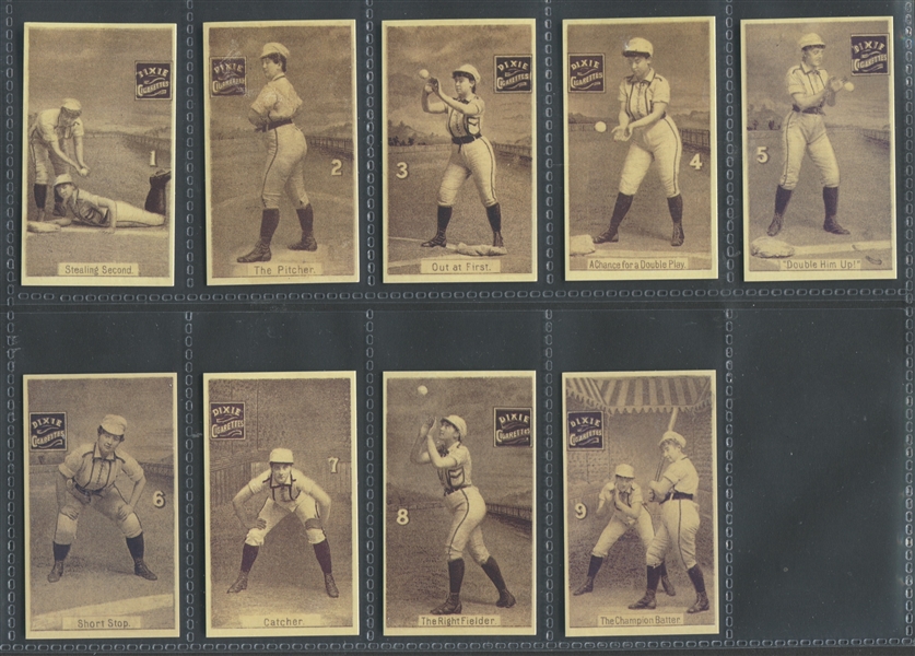 N48-2C Dixie Cigarettes Baseball Girls REPRINT Set of (9) Cards