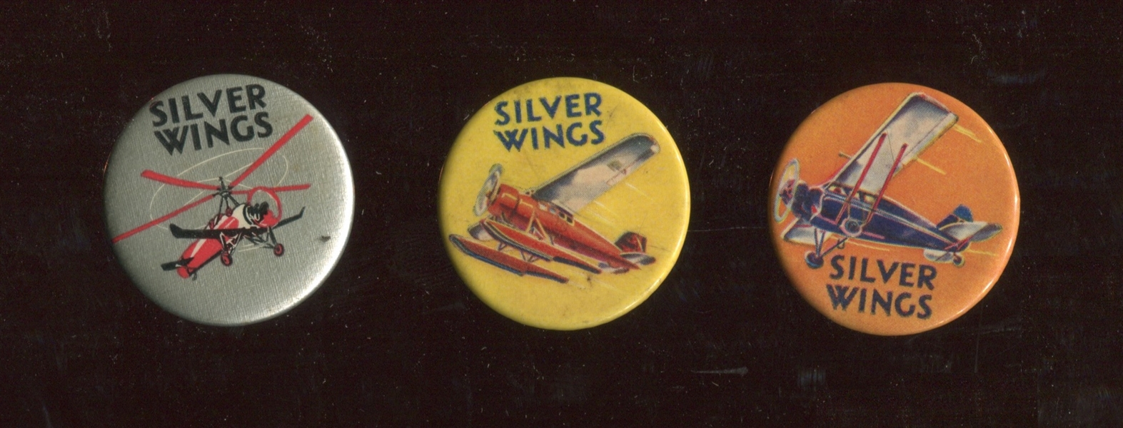 Interesting Silver Wings Lot of (3) Airplane Pinbacks