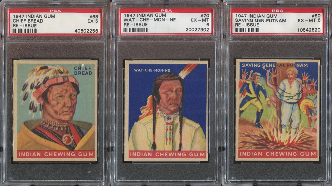 R773 Goudey Indian Gum Reissue Lot of (3) PSA-Graded Cards