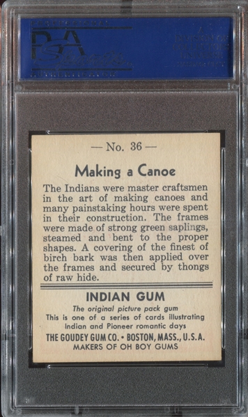 R773 Goudey Indian Gum Reissue #36 Making a Canoe PSA7 NM