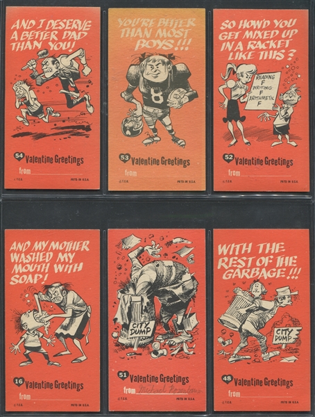 1961 Topps Giant Funny Valentines Lot of (18) Cards