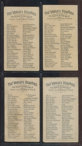 N26 Allen & Ginter World's Beauties - Series 1 - Lot of (4) Cards