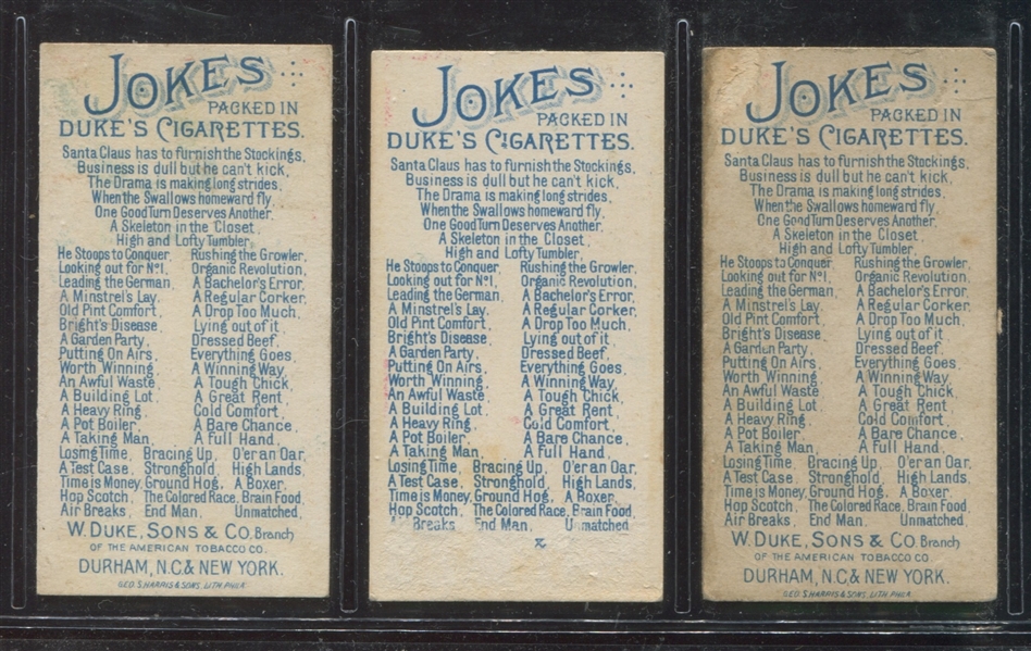 N81 Duke Cigarettes Jokes Lot of (3) Cards