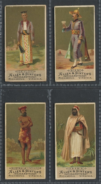 N16 Allen & Ginter Natives in Costume Lot of (4) Cards