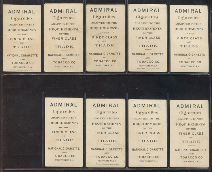 N388 National Cigarettes National Types Lot of (9) Thin Version Cards