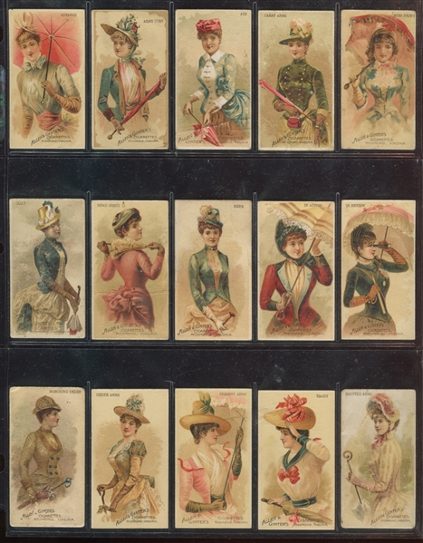 N18 Allen & Ginter Parasol Drill Lot of (19) Cards