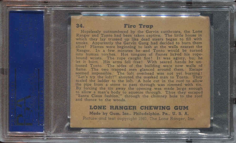 R83 Gum Inc Lone Ranger #34 Fire Trap PSA5 EX