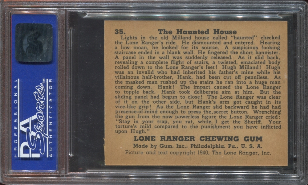 R83 Gum Inc Lone Ranger #35 The Haunted House PSA9 MT(OC)
