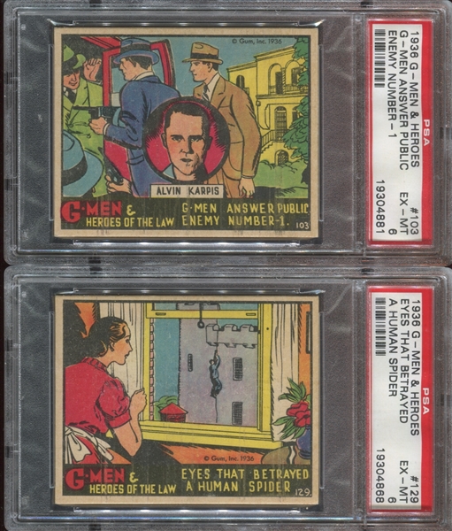 R60 Gum Inc G-Men and Heroes of the Law Lot of (2) PSA6 EX-MT Graded Cards