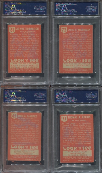 1952 Topps Look 'N See Lot of (8) PSA-Graded Cards