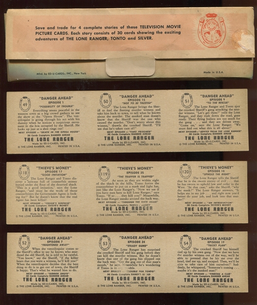 W536 Ed-U-Card Lone Ranger Original Box and (3) Uncut Panels