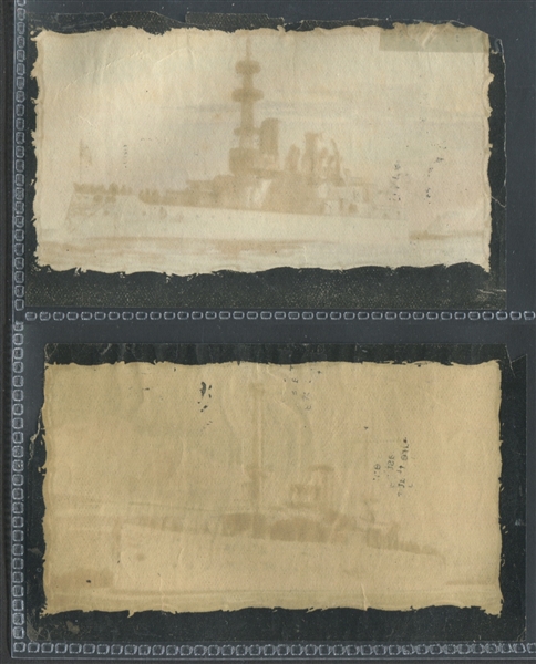 N137 Duke Gummed Transparencies, 2 different cards, U.S. Battleship Indiana & U.S.S. Texas