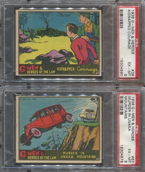 R60 Gum Inc G-Men and Heroes of the Law Pair of PSA6-Graded Cards