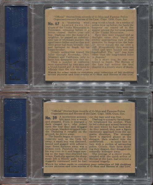 R60 Gum Inc G-Men and Heroes of the Law Pair of PSA6-Graded Cards