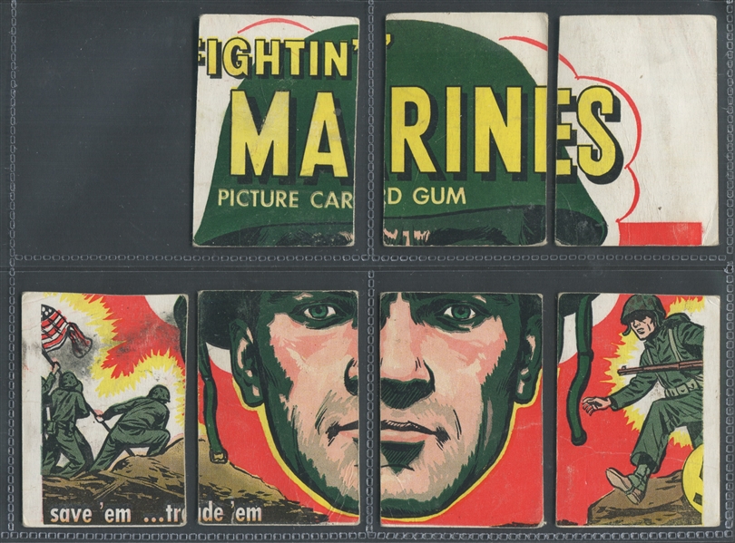 1953 Topps Fightin' Marines Salesman Sample Cut Lot of (7) Cards