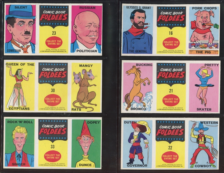 1966 OPC Comic Book Foldees (12 Different) - Including #12 Wonder Woman/Babe Ruth