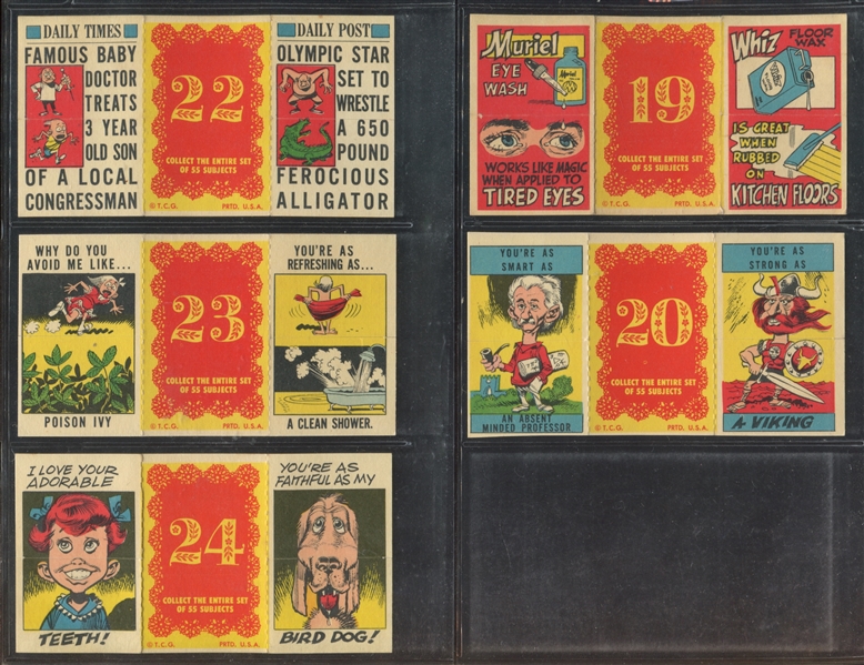 1963 Topps Valentine Foldees/Wheel Pattern Partial Set (46/55) - Including Babe Ruth #'s 6 and 34 