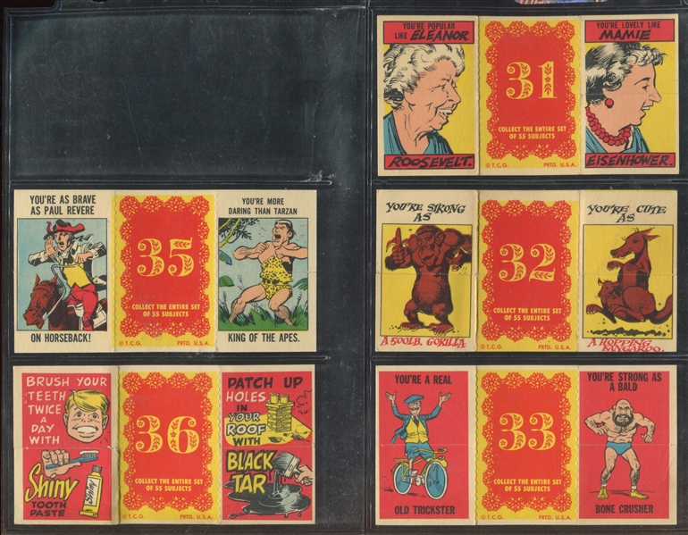 1963 Topps Valentine Foldees/Wheel Pattern Partial Set (46/55) - Including Babe Ruth #'s 6 and 34 