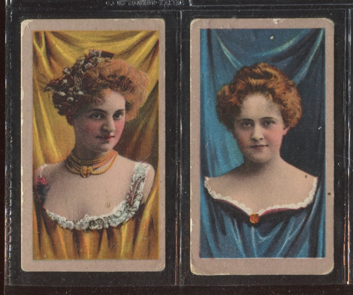 T400-5 American Tobacco Company Curtain Girls lot of (2) Cards