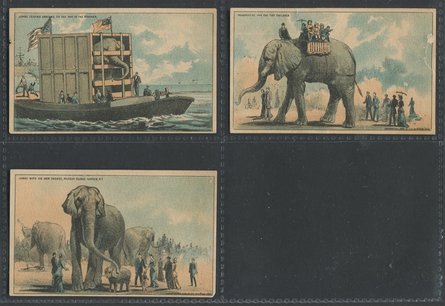 Lot of (6) 19th Century Tobacco Trade Cards with Jumbo the Elephant