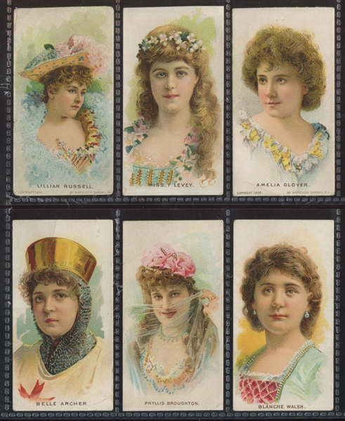 N343-2 Hall's Between the Acts Actresses (Color) Lot of (6) Cards w/Lillian Russell