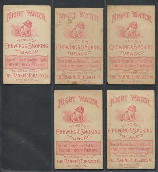N453 Banner Tobacco Co Night Watch Girls Lot of (5) Cards
