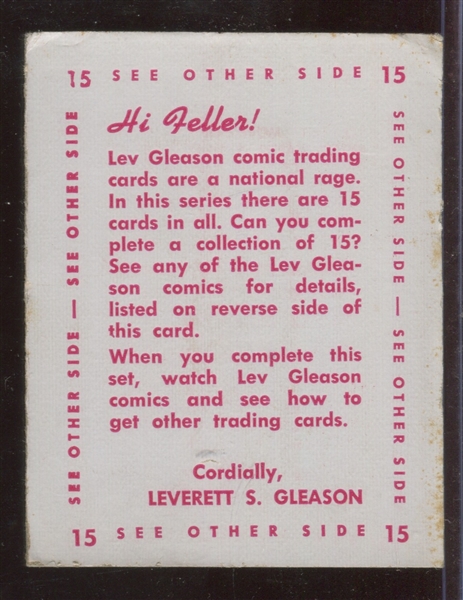 1950's Lev Gleason Comic Cards Send Away Lot of (14) With Ad Card and Comic Ad