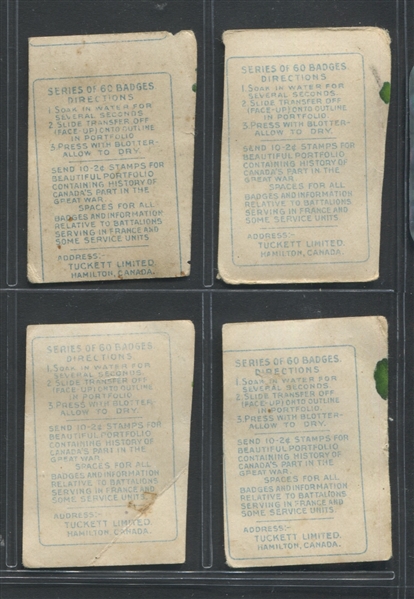 C124 Tuckett's Cigarettes Military Badges Lot of (4) Cards