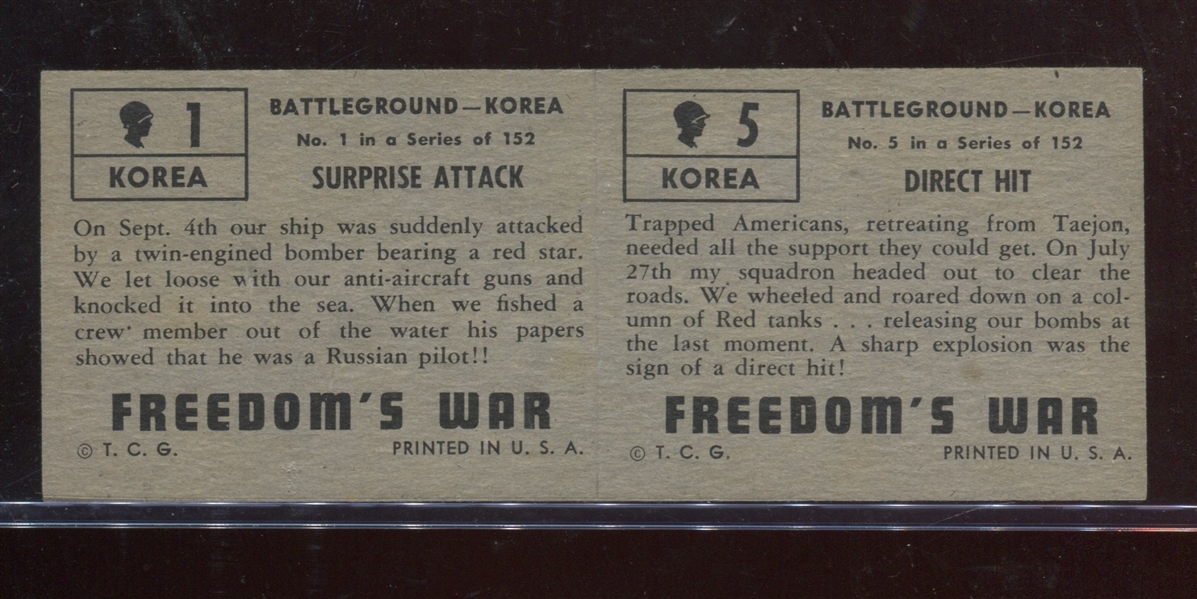 1950 Topps Freedom's War Panel #1/#5 in EX condition