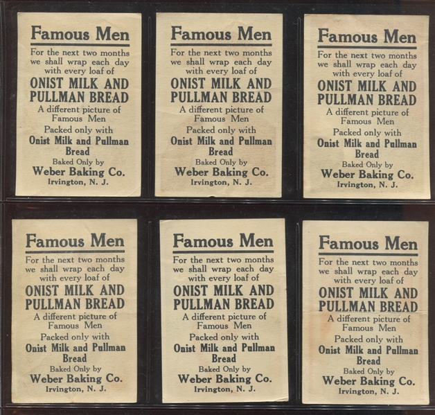 D117 Weber Baking Pullman Bread Famous Men Lot of (10) Cards