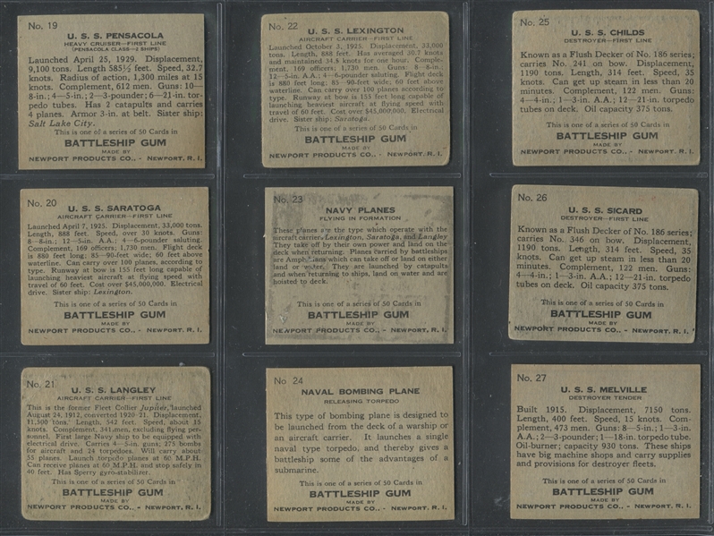 R20 Battleship Gum Complete Set of (50) Cards