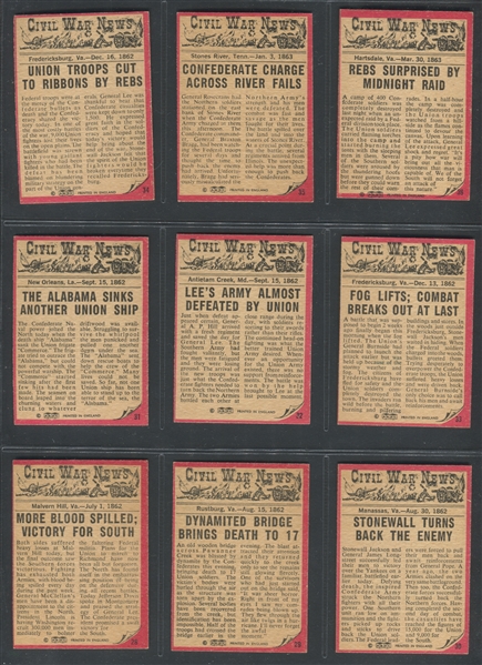 1965 A. & B.C. Civil War News Complete Set of (88) Cards with Tough Checklist