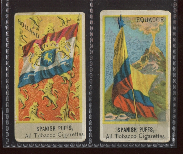 N500F Mandlebaum Spanish Puffs Flags of Nations Lot of (2) Cards