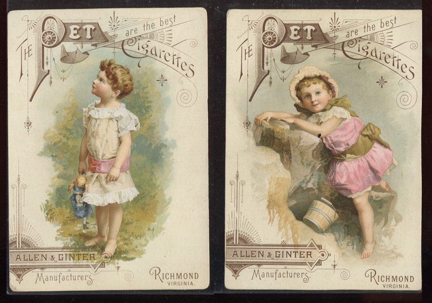 Allen & Ginter Pet Cigarettes Trade Cards Picturing Children Lot of (4) Cards