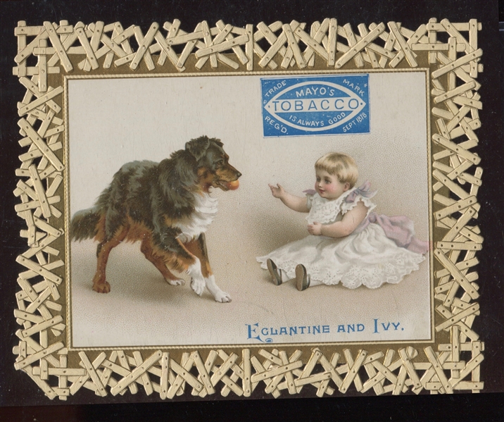 Fantastic Mayo Tobacco Die-Cut Advertising Piece Featuring Girl and Dog