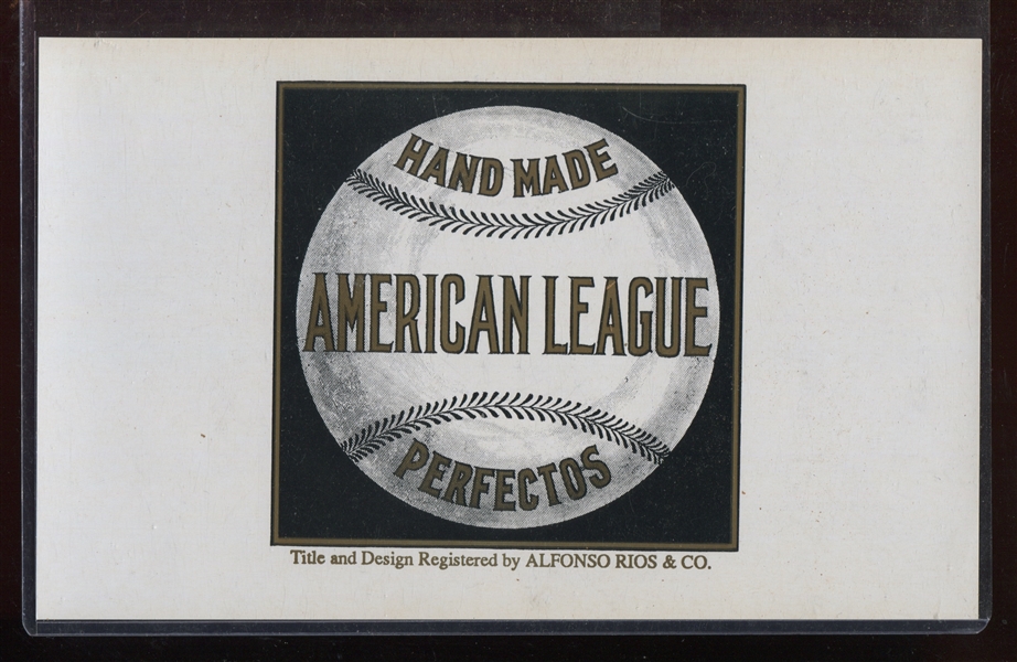 Fantastic American League Perfectos Cigar Box Inner Label - Baseball